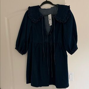 Dark Blue Ruffled Dress